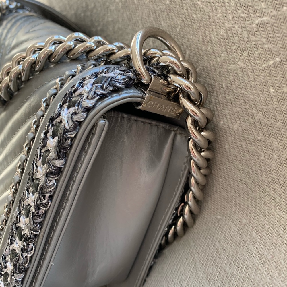 SOLD on IG: Silver Calfskin Medium Boy - Picture 4 of 8